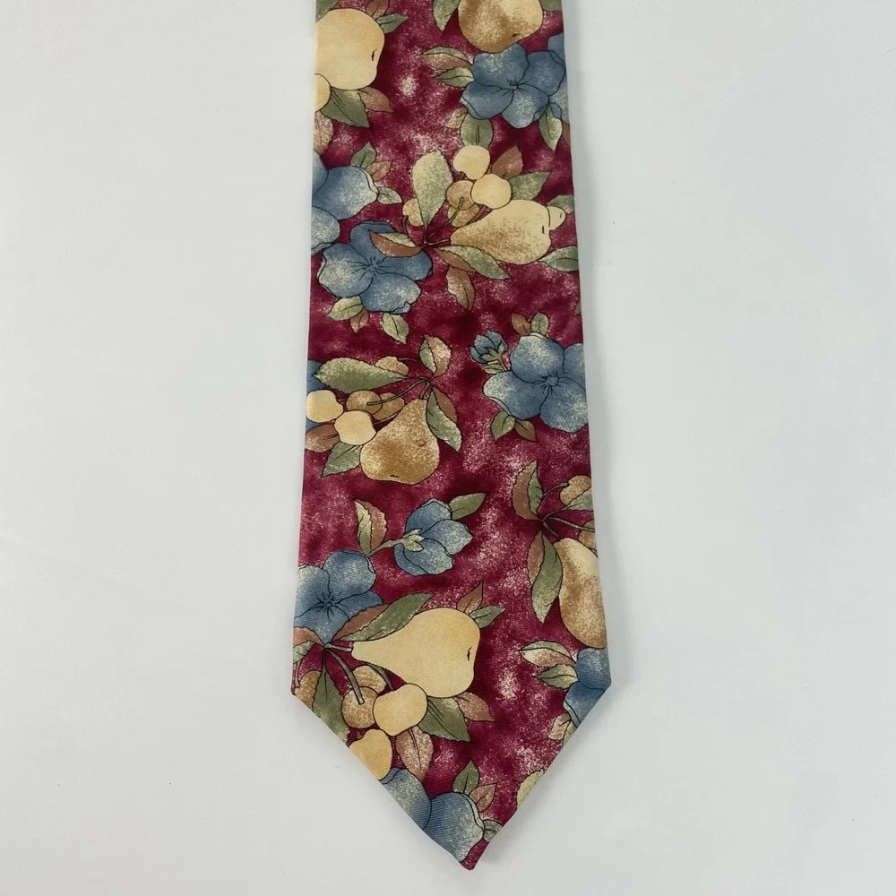 Christian Dior Monsieur Silk Tie Fruit Floral Botanical Vintage Necktie Unique